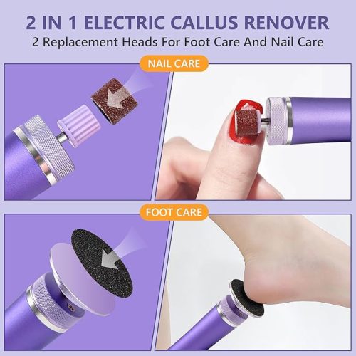 Elektromos Bőrkeményedés Eltávolító és Körömcsiszoló – 2 az 1-ben Pedikűr Készülék - felbontott, RÓZSASZíN