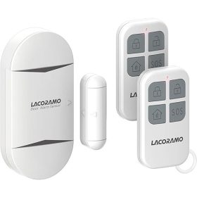   LACORAMO Door Sensor Alarm – 130dB Vezeték Nélküli Ajtó- és Ablakriasztó 2 Távirányítóval - kulcskarika hiányzik