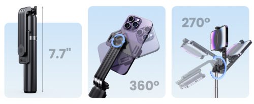 ANXRE Selfie Stick Tripod with Remote – Bluetooth Szelfibot és Telefon Állvány - felbontott