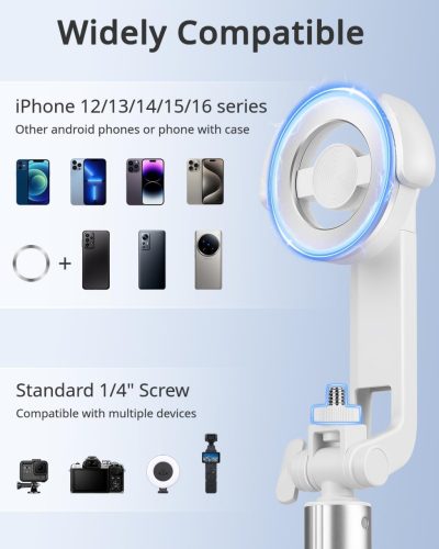Victiv Strong Magnetic iPhone Tripod – 178 cm MagSafe Telefon Állvány és Selfie Stick - felbontott