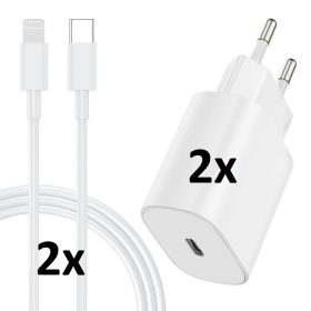   20W iPhone USB-C Gyorstöltő Szett – Apple MFi Tanúsított Töltő és 2 m Lightning Kábel (2 db-os csomag) - felbontott