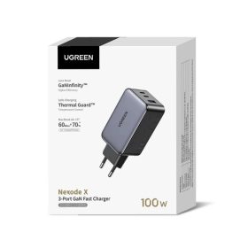   UGREEN Nexode X 100W GaN USB-C Hálózati Töltő – 3 Portos Ultragyors Adapter - felbontott