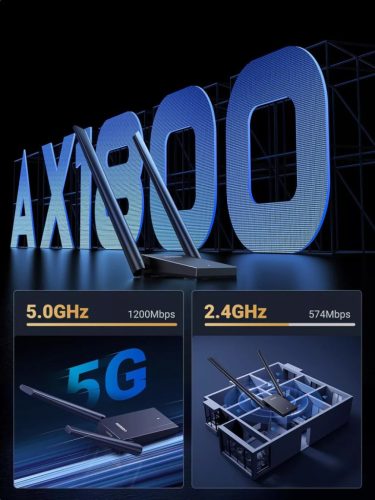 UGREEN AX1800 WiFi 6 USB adapter PC-hez, nagy hatótávolságú, 5GHz/2.4GHz - felbontott