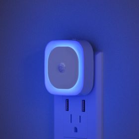   2 db-os LED éjszakai fény mozgásérzékelővel és alkonykapcsolóval - KÉK SZíNŰ