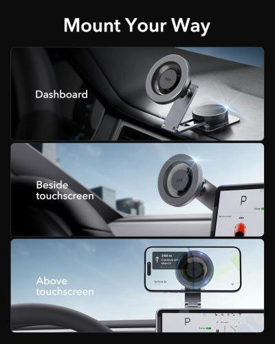 ESR MagSafe Autós Telefontartó – Mágneses Dashboard és Tesla Kijelző Tartó - felbontott