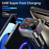 Syncwire Bluetooth 5.4 FM Transmitter Car Adapter 54W – PD 36W + QC3.0 18W Autós Töltő és Kihangosító - felbontott